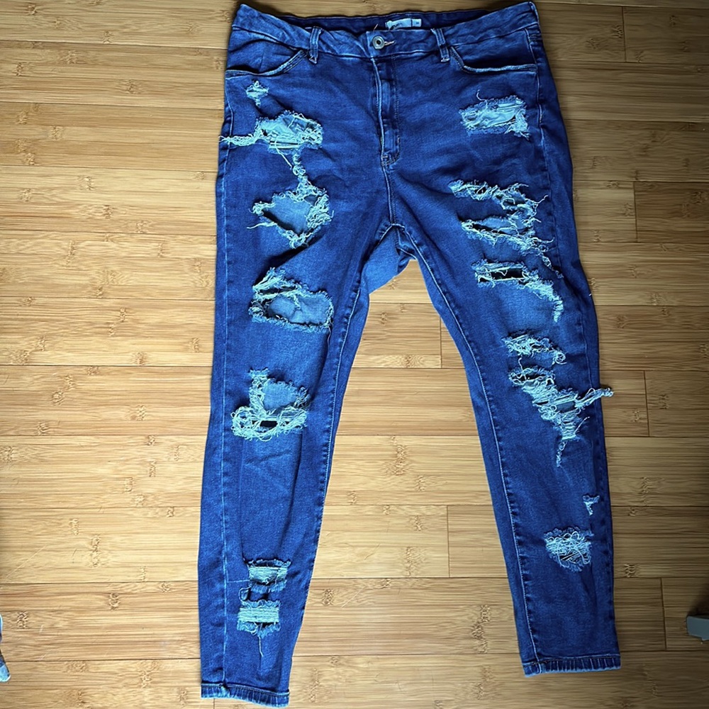 Rue+ Ripped Distressed High-Waisted Skinny Jeans